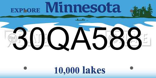 30QA588 Minnesota License Plate
