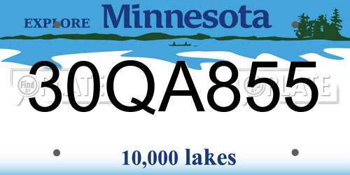 30QA855 Minnesota License Plate