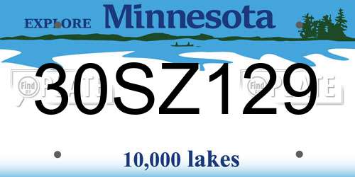 30SZ129 Minnesota License Plate