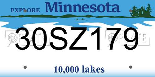 30SZ179 Minnesota License Plate
