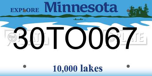 30TO067 Minnesota License Plate