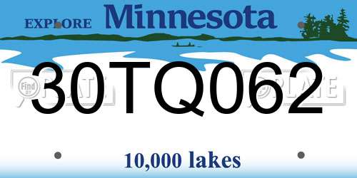 30TQ062 Minnesota License Plate