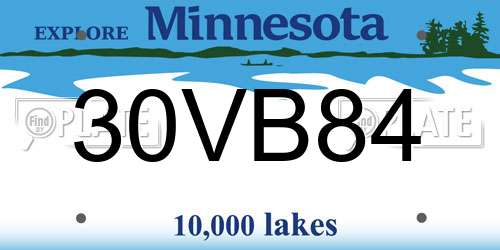 30VB84 Minnesota License Plate