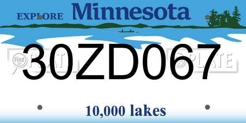 30ZD067 Minnesota License Plate