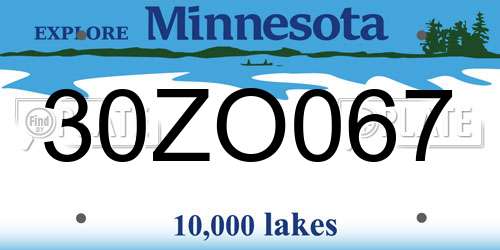 30ZO067 Minnesota License Plate