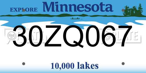 30ZQ067 Minnesota License Plate