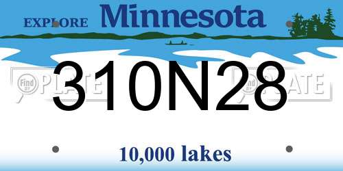 310N28 Minnesota License Plate