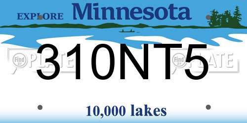 310NT5 Minnesota License Plate