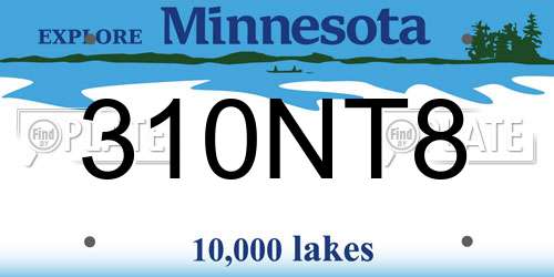 310NT8 Minnesota License Plate
