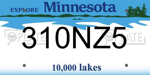 310NZ5 Minnesota License Plate