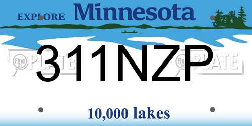 311NZP Minnesota License Plate