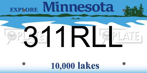 311RLL Minnesota License Plate