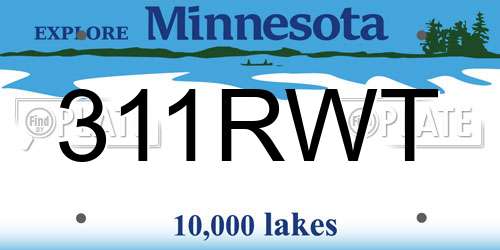 311RWT Minnesota License Plate