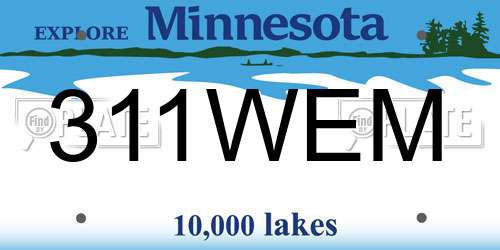 311WEM Minnesota License Plate