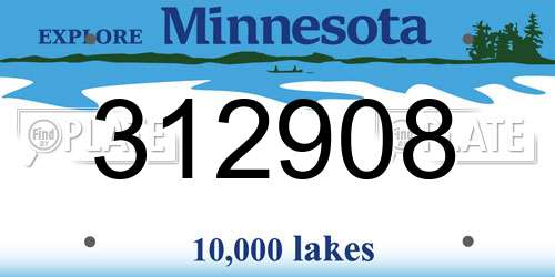 312908 Minnesota License Plate