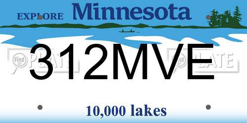 312MVE Minnesota License Plate