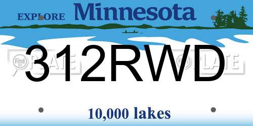 312RWD Minnesota License Plate