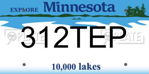 312TEP Minnesota License Plate