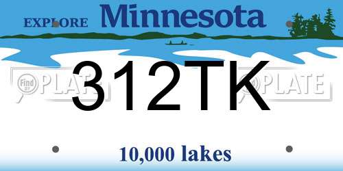 312TK Minnesota License Plate