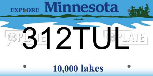 312TUL Minnesota License Plate