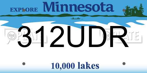 312UDR Minnesota License Plate