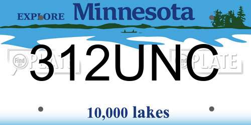 312UNC Minnesota License Plate