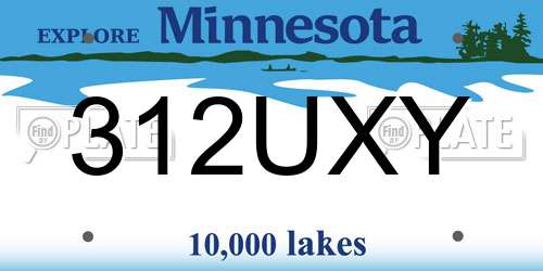 312UXY Minnesota License Plate