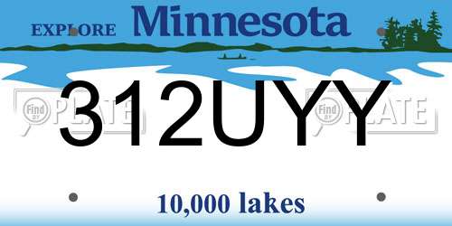 312UYY Minnesota License Plate