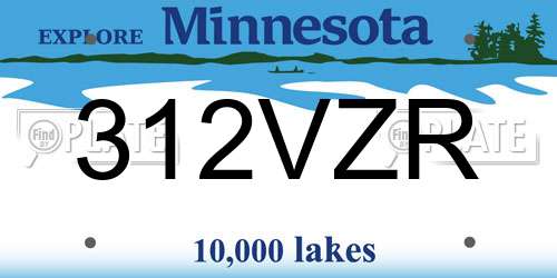 312VZR Minnesota License Plate