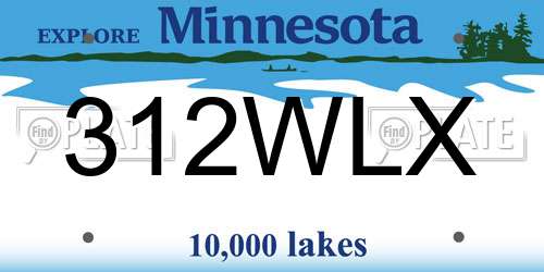 312WLX Minnesota License Plate
