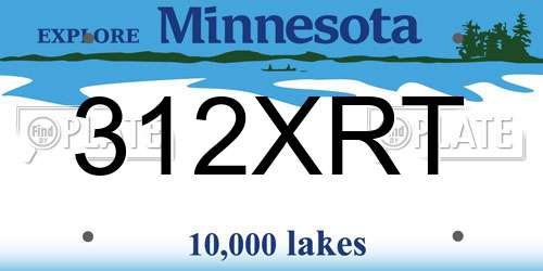 312XRT Minnesota License Plate