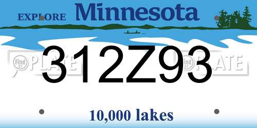 312Z93 Minnesota License Plate