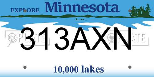 313AXN Minnesota License Plate