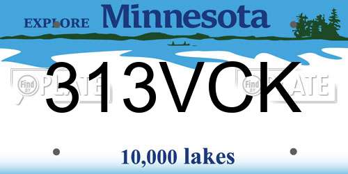 313VCK Minnesota License Plate