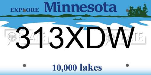 313XDW Minnesota License Plate