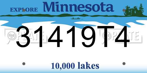 31419T4 Minnesota License Plate