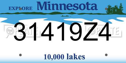 31419Z4 Minnesota License Plate