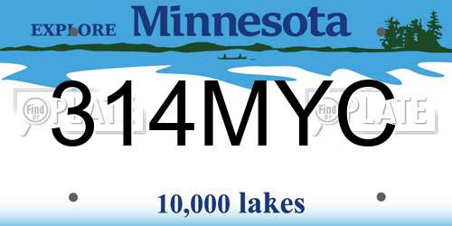314MYC Minnesota License Plate