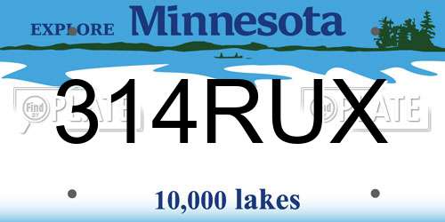 314RUX Minnesota License Plate