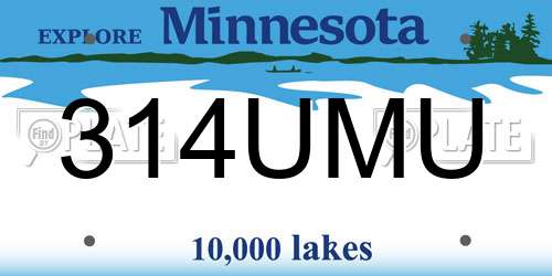 314UMU Minnesota License Plate