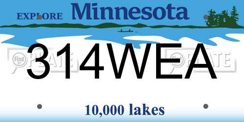 314WEA Minnesota License Plate