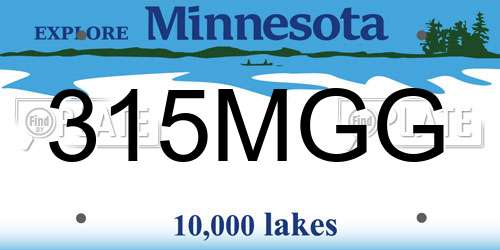 315MGG Minnesota License Plate