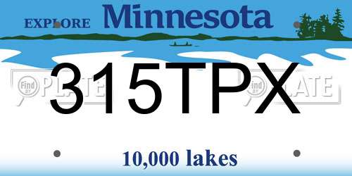315TPX Minnesota License Plate