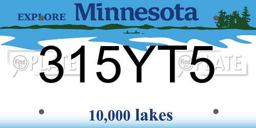 315YT5 Minnesota License Plate