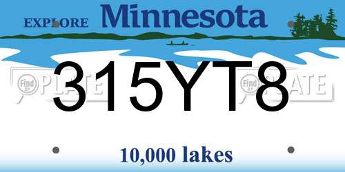 315YT8 Minnesota License Plate