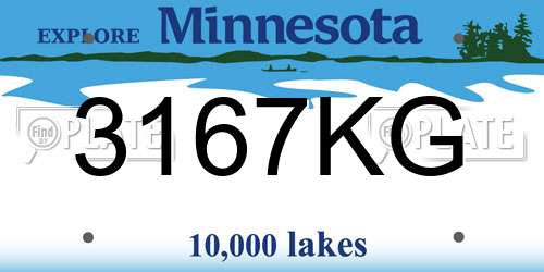 3167KG Minnesota License Plate