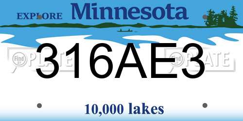 316AE3 Minnesota License Plate