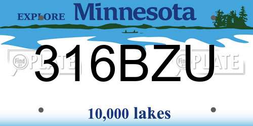 316BZU Minnesota License Plate