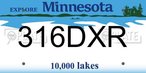 316DXR Minnesota License Plate