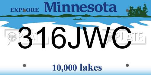 316JWC Minnesota License Plate